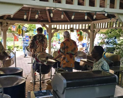 Carribean Bash-steel-band-behind
