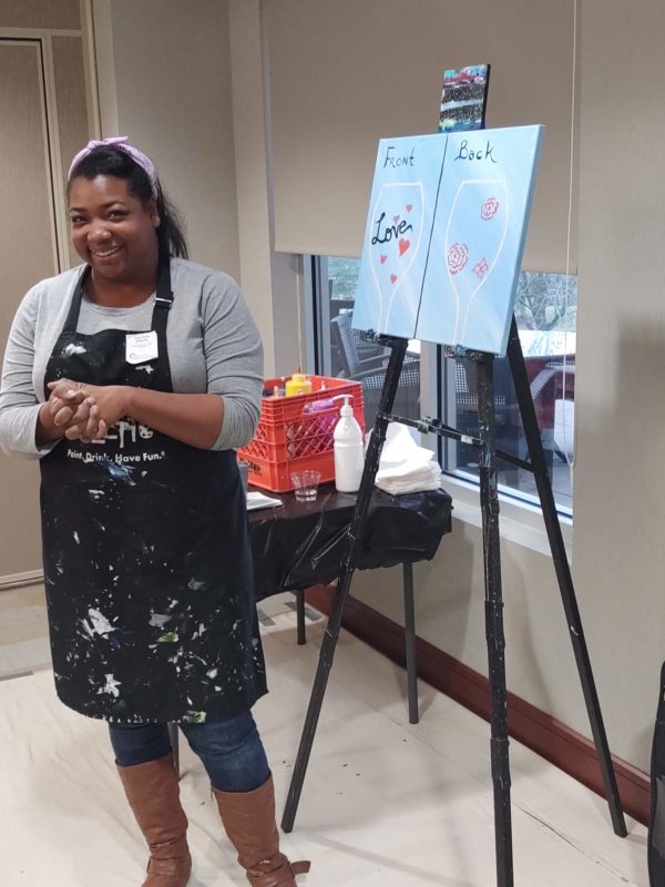 Sip and Paint event instructor
